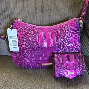 Brahmin mod shayna and small Veronica wallet in purple potion NWT